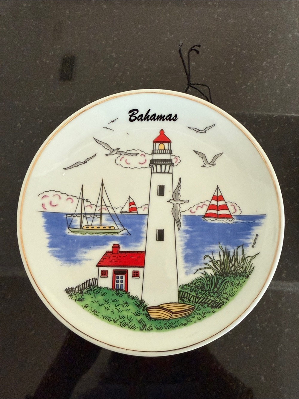 American Gift Collector Series Decorative Plate - bahamas lighthouse seagulls